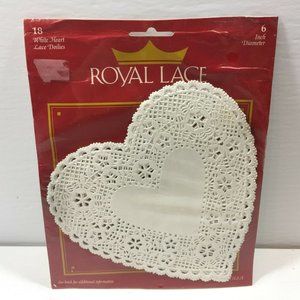 Royal Lace 18 White Heart Lace Doilies 6" Diameter Craft Baking Decor Wedding